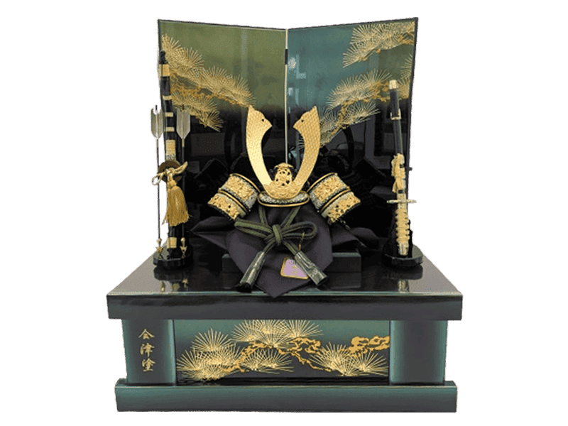 本金緑段縅収納兜